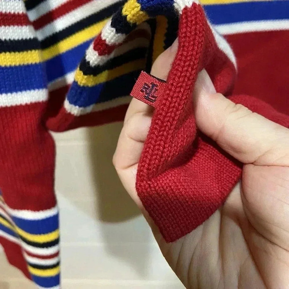 Vintage Lauren Ralph Lauren Women’s‎ Colorful Striped Sweater XLARGE Red Stripes - Picture 5 of 7